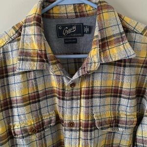 Grayers Cotton‎ Flannel yellow/ brown Plaid Shirt size L